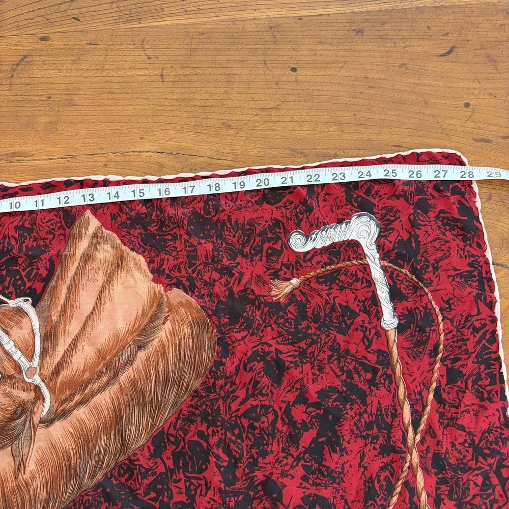 Unbranded Horse Print Scarf Womens OS Red Black Equestrian Riding Crop Square
